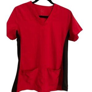 Womens Red & Black GT Performance Scrub Top With Pockets Size S